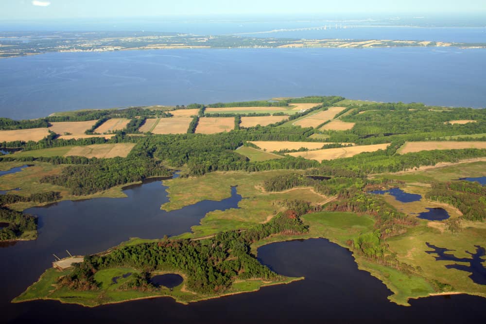 picture of land surrounded by Chesapeake Bay
